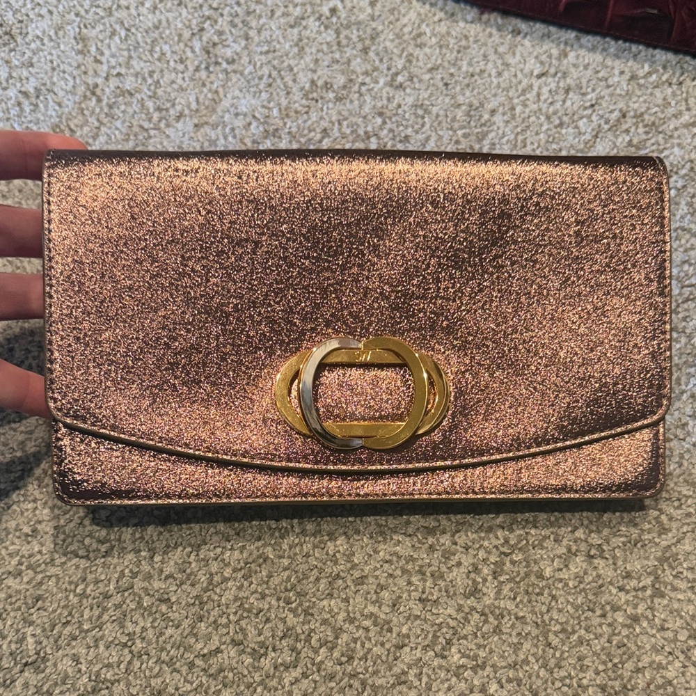 Stuart Weitzman | Emelie Brillante Crossbody Clutch in Bronze